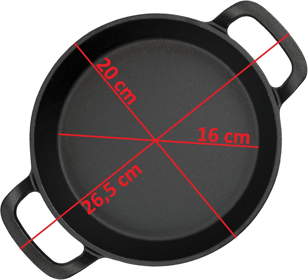 BBQ-Toro Gusseisen Servierpfännchen Set, 2 Stück | Ø 20 cm - rund | Grillpfannen Pfännchen, Gusspfan