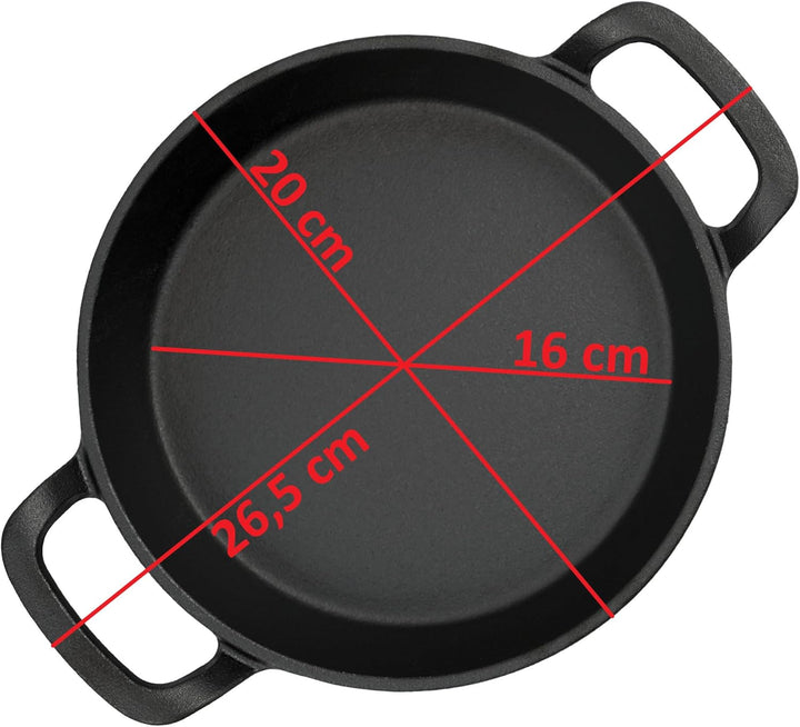 BBQ-Toro Gusseisen Servierpfännchen Set, 2 Stück | Ø 20 cm - rund | Grillpfannen Pfännchen, Gusspfan