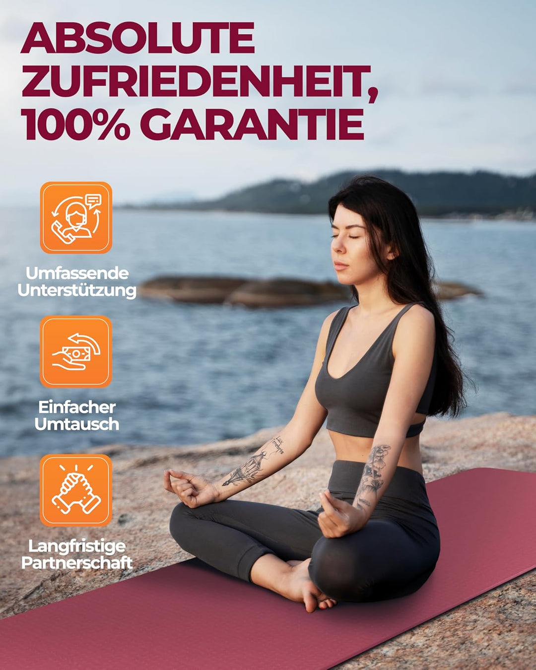 Fitleap Yoga-Matte Pro aus umweltfreundlichem TPE-Schaum. Sehr rutschfeste, schadstofffreie, hypoall