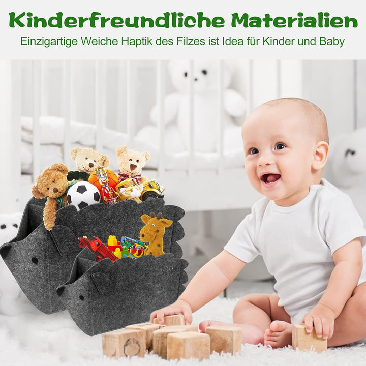 2 Stück Aufbewahrungsbox Kinder, Filz Faltbare Spielzeugkiste Organizer Korb in Igelform, 30L Aufbew