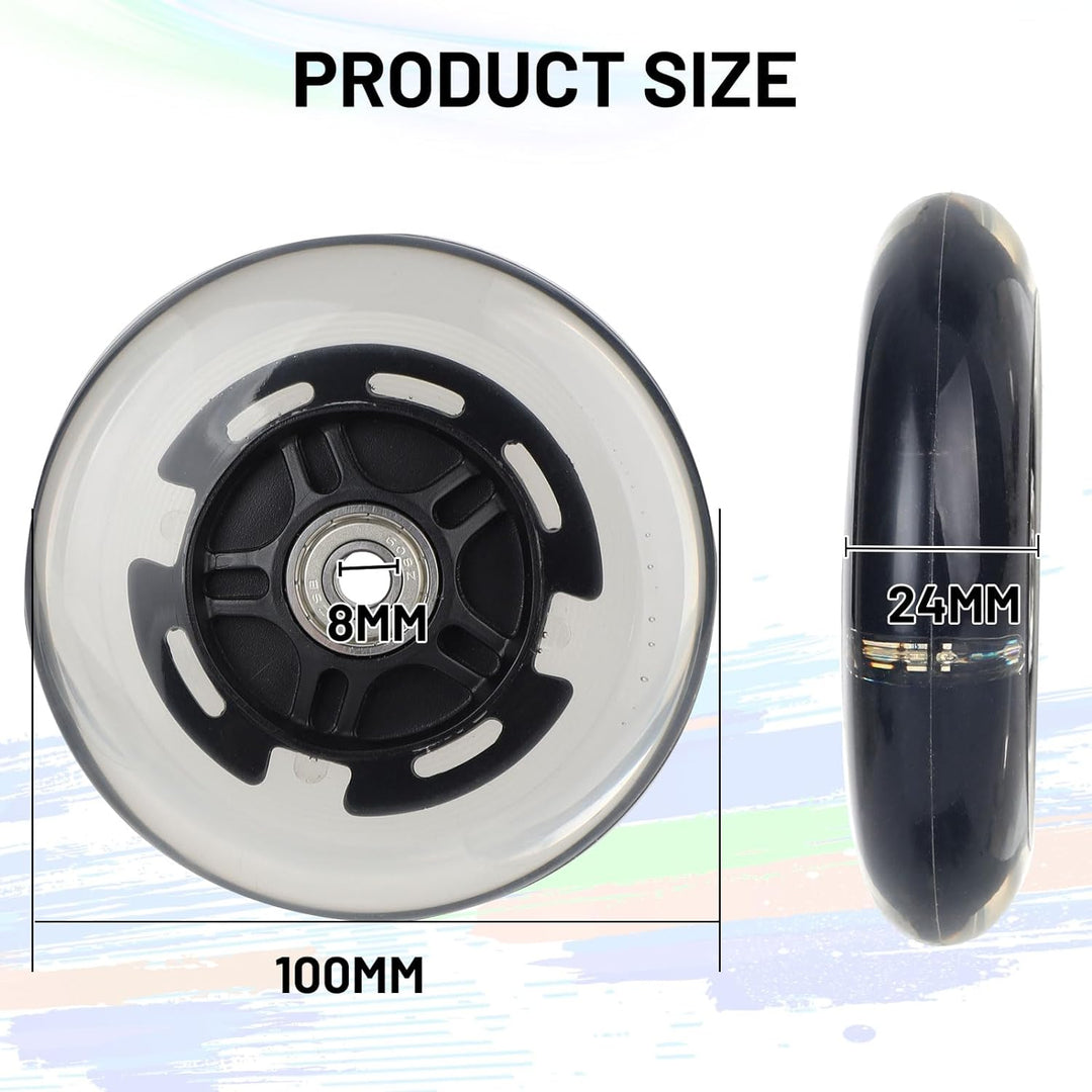 DBREAKS Leuchtende Stunt Scooter Rollen, 2 Stück LED-Lichtrollen, 100mm Led Scooter Ersatzräder Räde