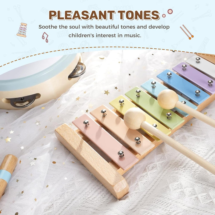 Musikinstrumente Kinder ab 3 Jahre, Montessori Musikalische Spielzeuge für Babies mit Xylophon Kinde