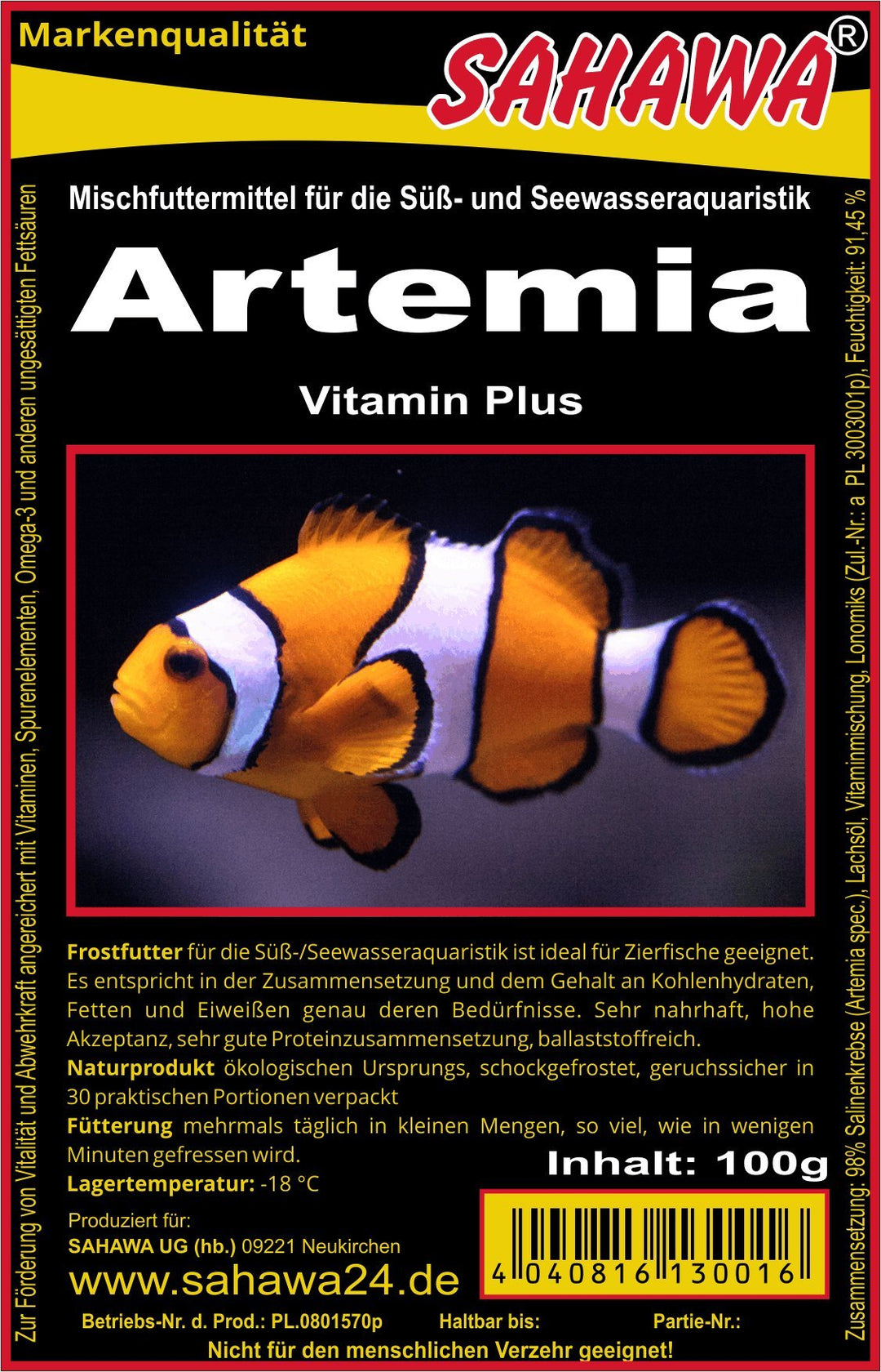 Frostfutter Artemia 10 X 100g Blister Fischfuttter
