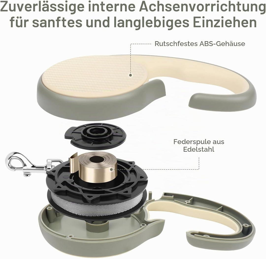 Einziehbare Hundeleine, 5 m, mit rutschfestem, ergonomischem Griff für kleine und mittelgrosse Hunde