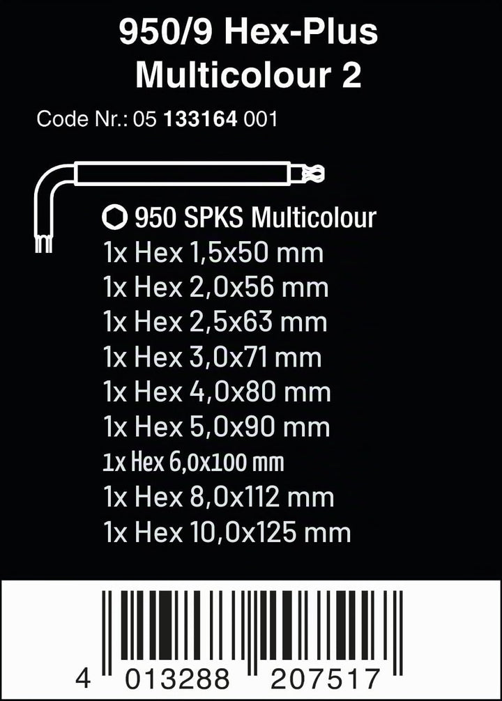Wera Winkelschlüsselsatz 967 SPKL/9 TORX® BO Multicolour, BlackLaser, 9-teilig, 05073599001 &amp; 051331