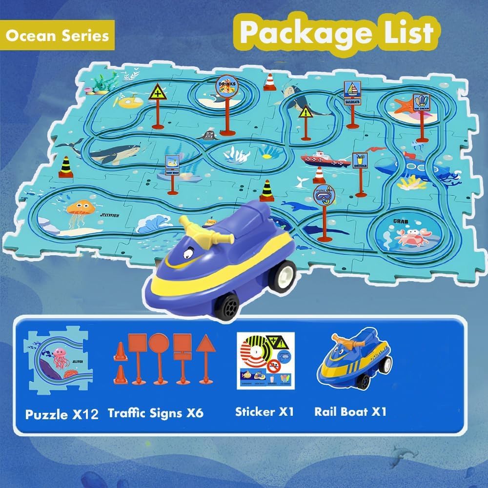 Auto Spielzeug Autorennbahn Spielzeugauto 12pcs DIY-Puzzlebahn für Kinderspielzeug DIY-Route Cars Sp