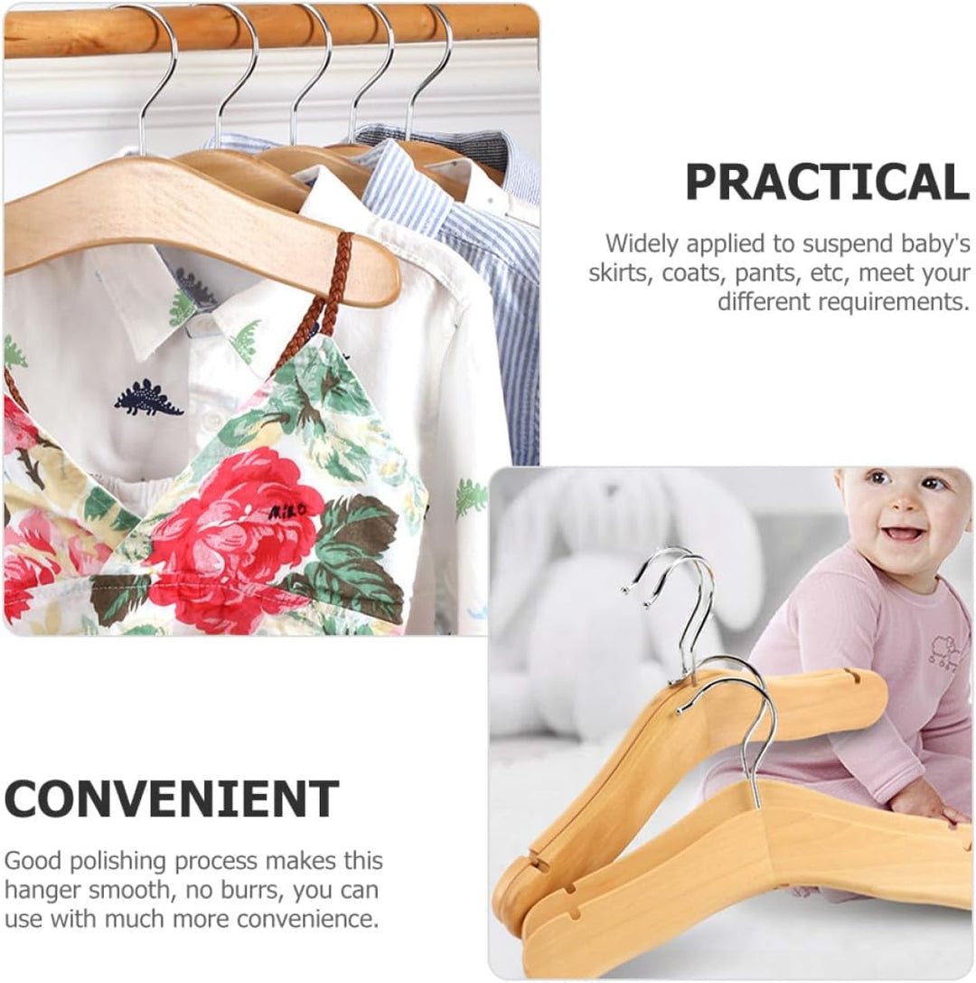BESTOYARD Holzkleiderbügel Starke und Verformungsbeständige aus Khaki und Edelstahl 5 Stück Babyklei