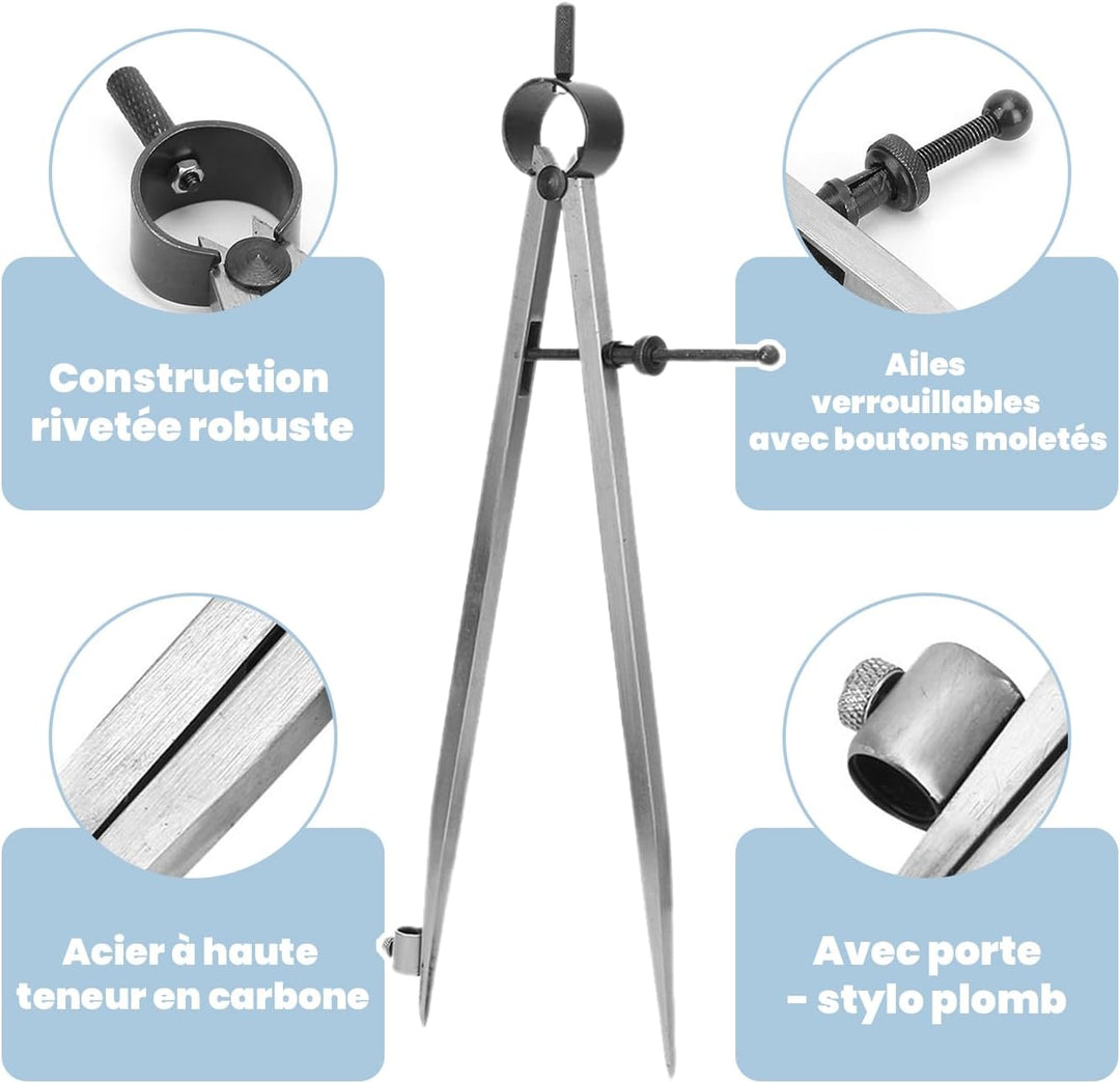 Flügelteiler, Linienpositionsschreiber Zeichenkompasse Handwerk Drehwerkzeug Zeichenkompass 100 mm 1