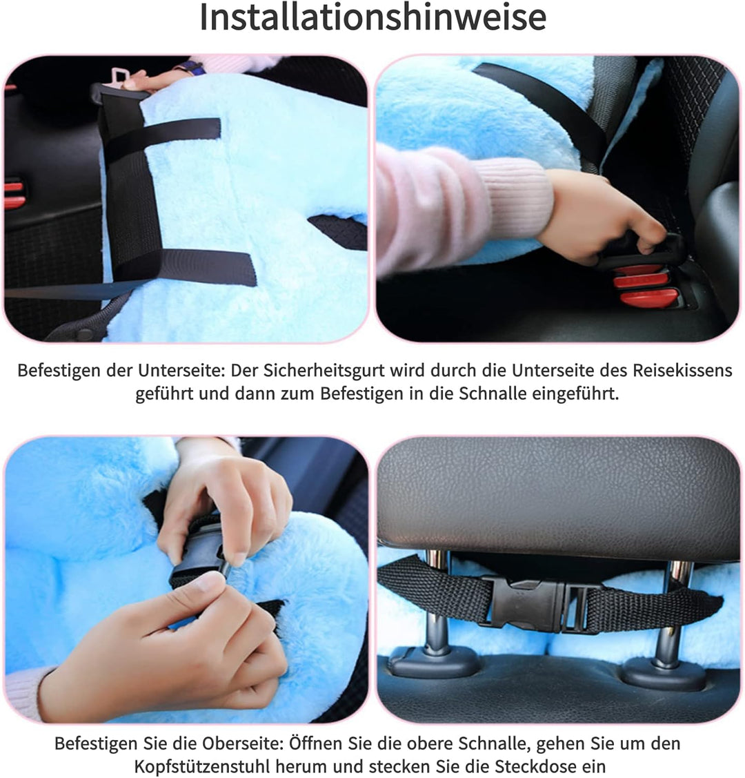 FHSGGP Reisekissen Kind Nackenkissen Autoschlafkissen für Lange Reisen U-Form Auto Sicherheitsgurt K