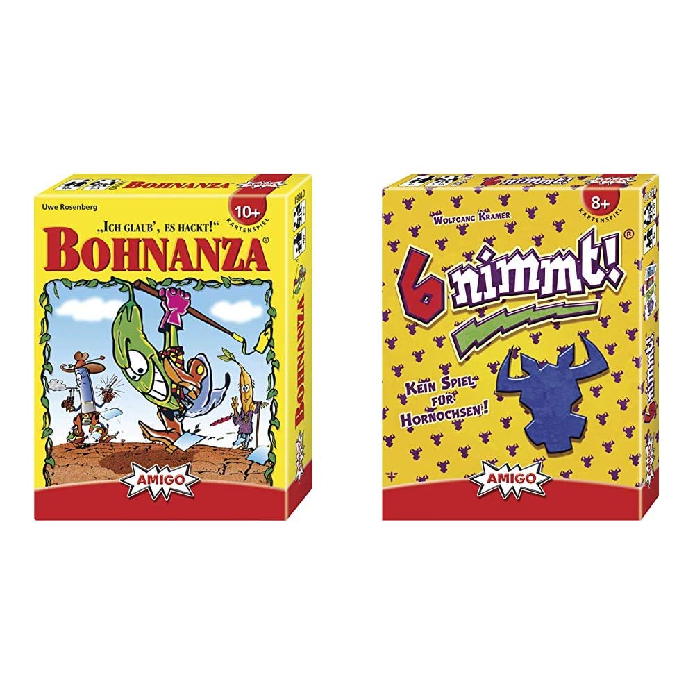 Amigo Spiel + Freizeit Amigo 01661 Bohnanza, Spiel & Amigo 4910-6 nimmt!, Kartenspiel Bundle mit 6 n