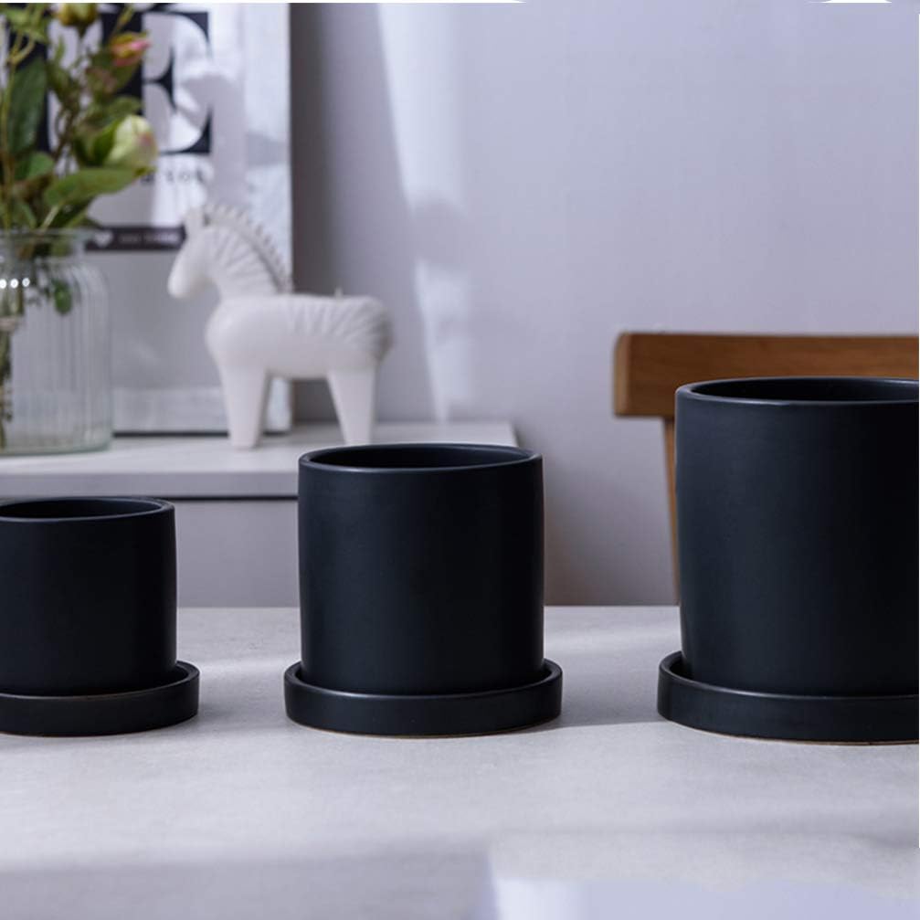 HEMOTON Keramik Sukkulenten Töpfe mit Drainage Runde Pflanzgefässe mit Untertasse Garten Mini Kaktus
