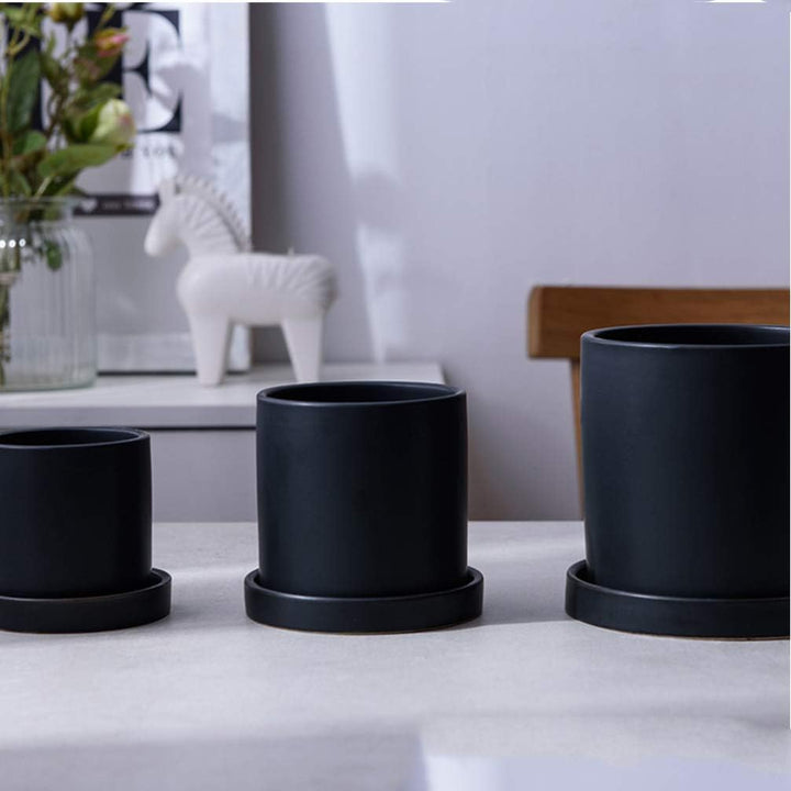 HEMOTON Keramik Sukkulenten Töpfe mit Drainage Runde Pflanzgefässe mit Untertasse Garten Mini Kaktus