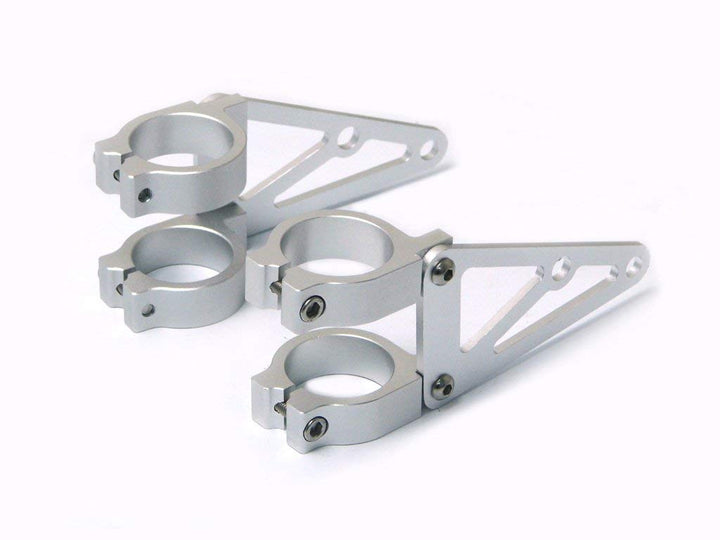 Paar 48-49mm Motorrad Scheinwerfer-Halter - Gabel Montiert - CNC Alu Gebürstet Hochwertig
