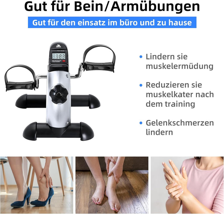 EVOLAND Heimtrainer Mini Fitnessbike, Arm und Beintrainer Pedaltrainer mit LCD Display, Hometrainer