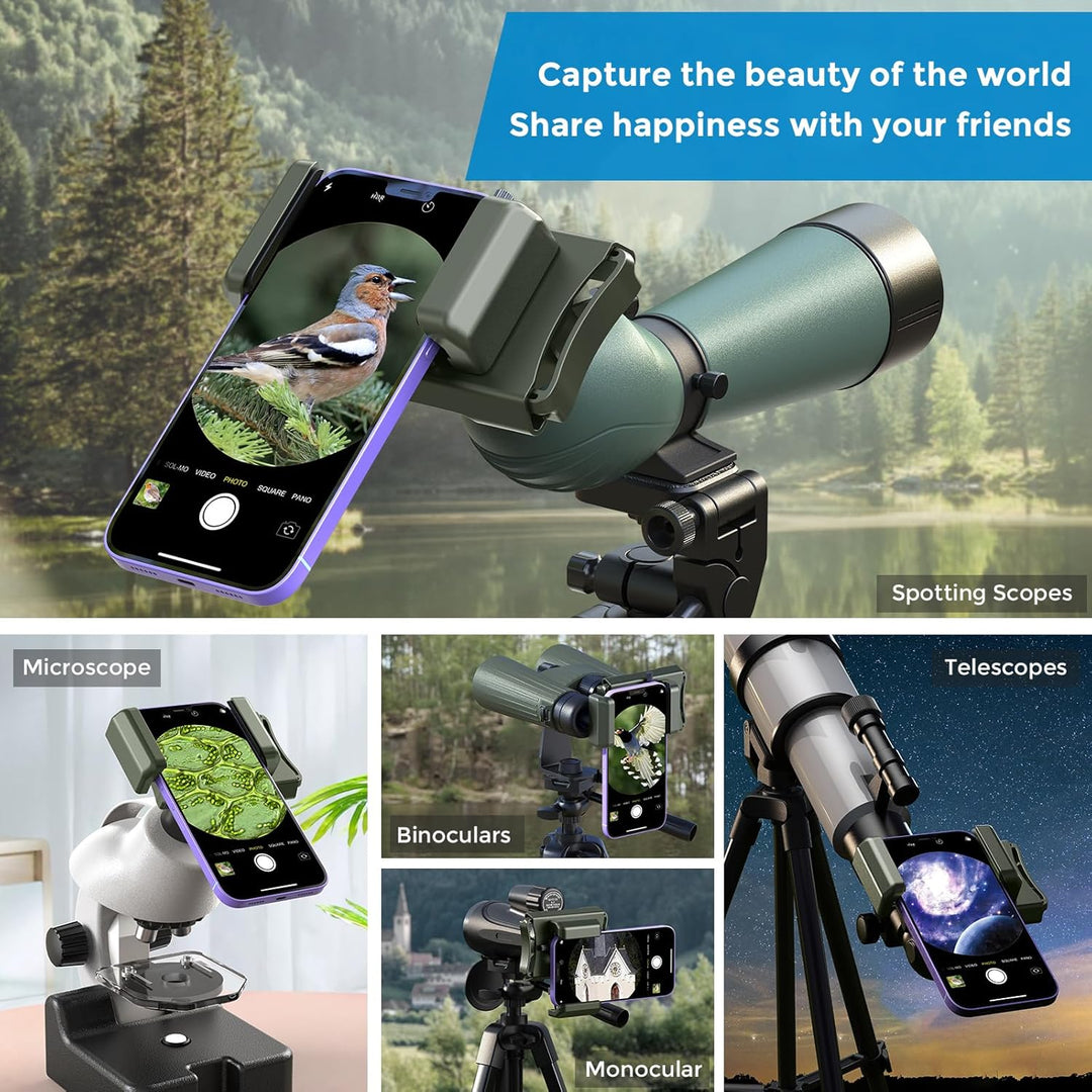 APEXEL Aktualisierung Universal Handy Adapter mit Fernauslöser,360°Drehung Kompatibel mit Fernglas B