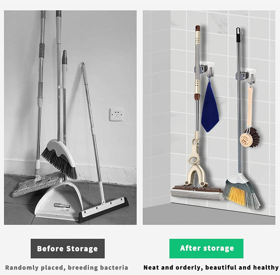 4 Stück Gerätehalter,Mop Halter Edelstahl Besenhalter Ordnungsleiste Wandhalter (4 Schnellspannern,