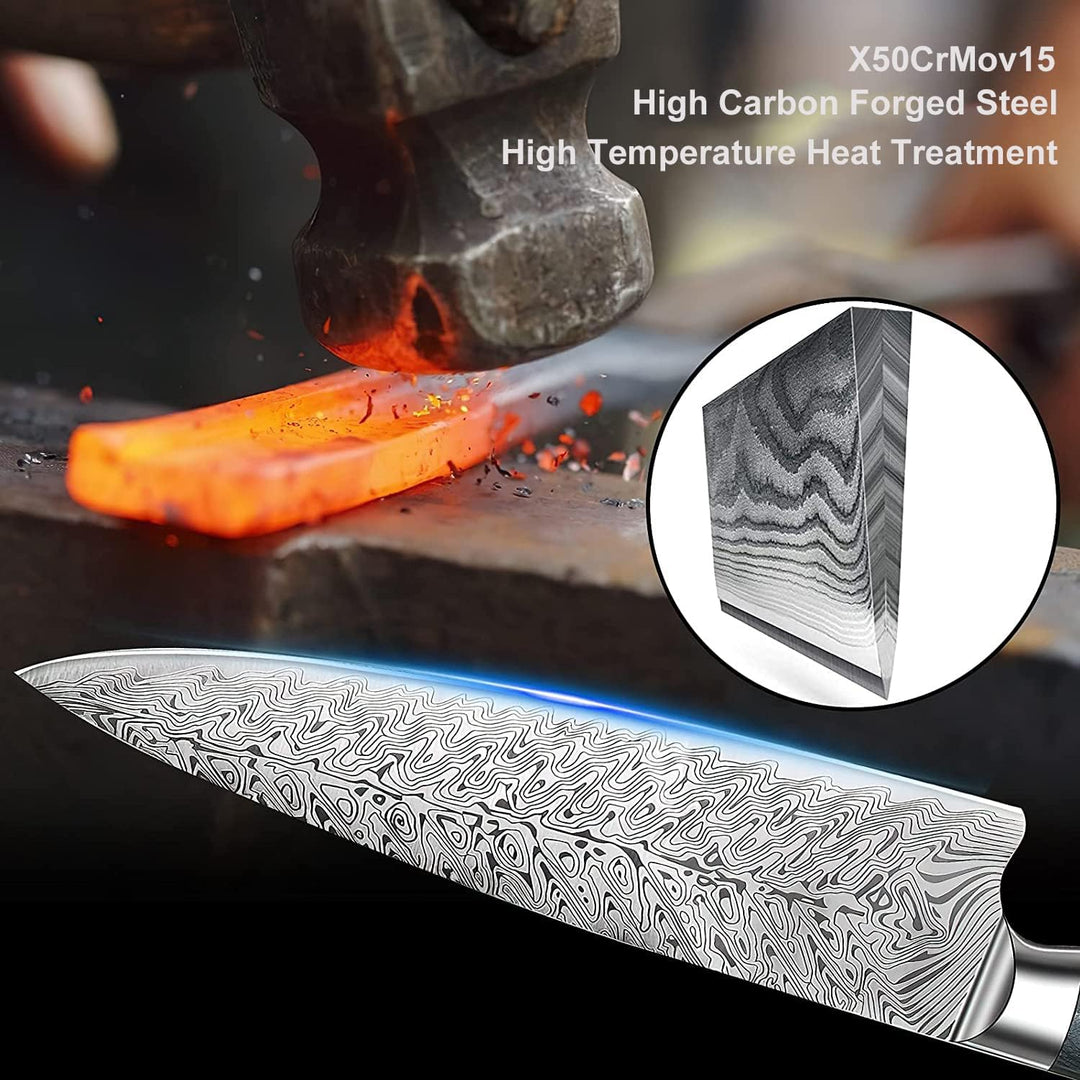 AIRENA Kochmesser, 8" Profi Küchenmesser, Full Tang Japanischer Stil Fleischmesser Allzweckmesser au