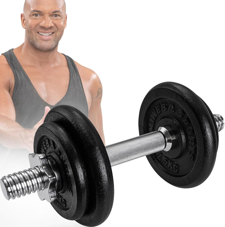 Miweba Sports Hantelset MKH110 | 10 kg | 20kg - 𝐏𝐫𝐨𝐟𝐢 Einzelhantel - Hanteln 2er Set - Stange 30mm -