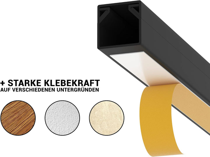 CILSON Kabelkanal 20 m | 20x 1 m Lang, 16x16 mm Breite x Höhe, Schwarz, Selbstklebend, Wand- und Dec