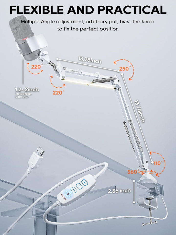 Overhead Mikrofon Arm [40 cm erhöhen]-Professioneller Mikrofon Ständer kompatibel mit HyperX QuadCas