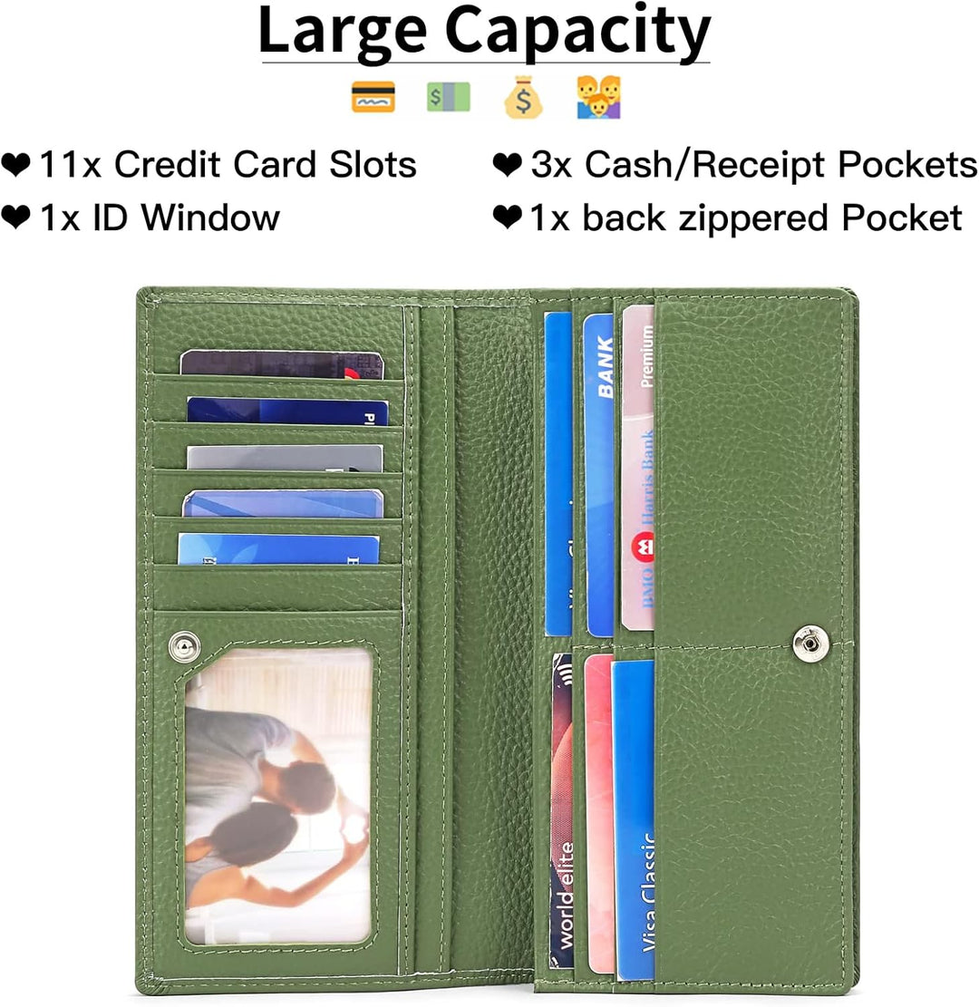 SENDEFN Dünne Geldbörse Damen, Echtes Leder Klein Portemonnaie Damen, RFID Schutz Dünn Clutch für Fr