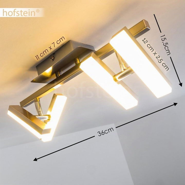 LED Deckenleuchte Sakami, Deckenleuchte in Nickel-matt, 4-flammig, mit 4 verstellbaren Strahlern, je