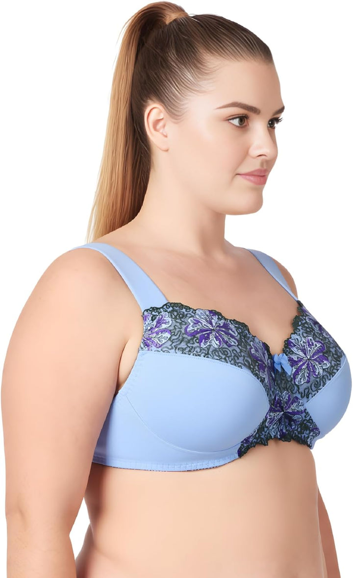 Curve Muse Damen Übergrösse Minimizer Kabellos Ungefütterter BH mit Stickspitze-2er Pack 80G Butterm