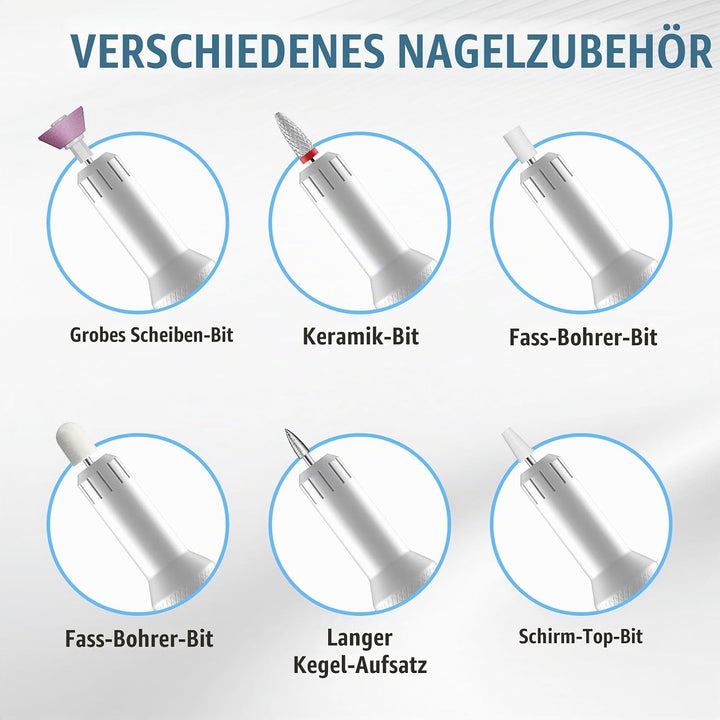 Nagelfräser Kabellos, 12 in 1 Fräser für Gelnägel, Elektrische Nagelfeile Professionell Nail Drill,