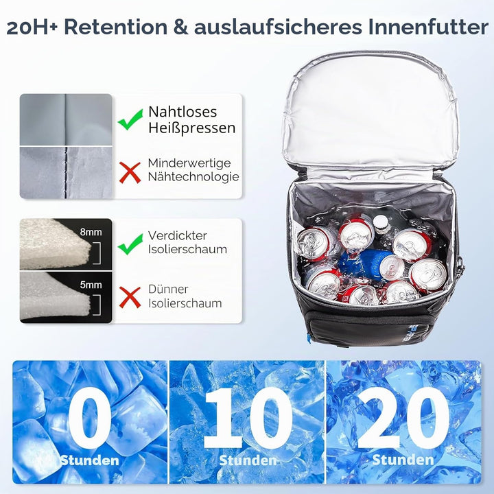 SPARTER Rucksack-Kühler, isoliert, auslaufsicher, 33 Dosen, wasserdicht, leicht, isoliert, Eistruhe,