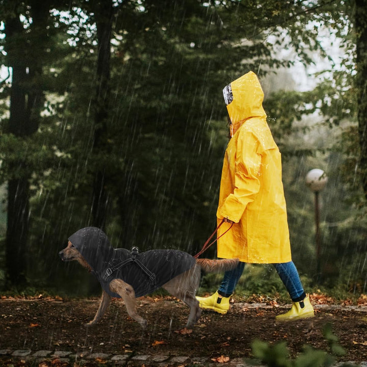 Mosucoirl Hunde Regenmantel Wasserdichter Hunde Kapuzenpullover Reflektierender Hunde Regenmantel mi