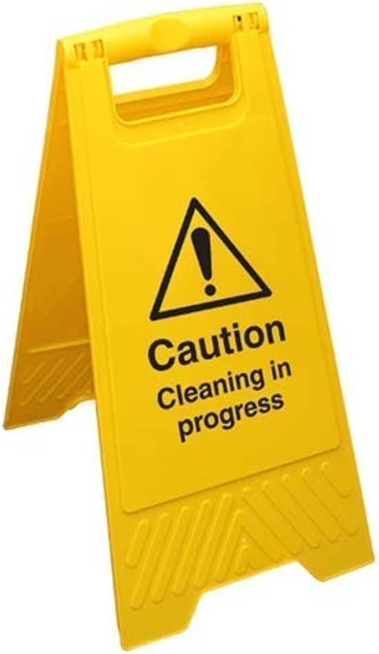 V Safety Warnschild mit englischer Aufschrift „Caution Cleaning In Progress“