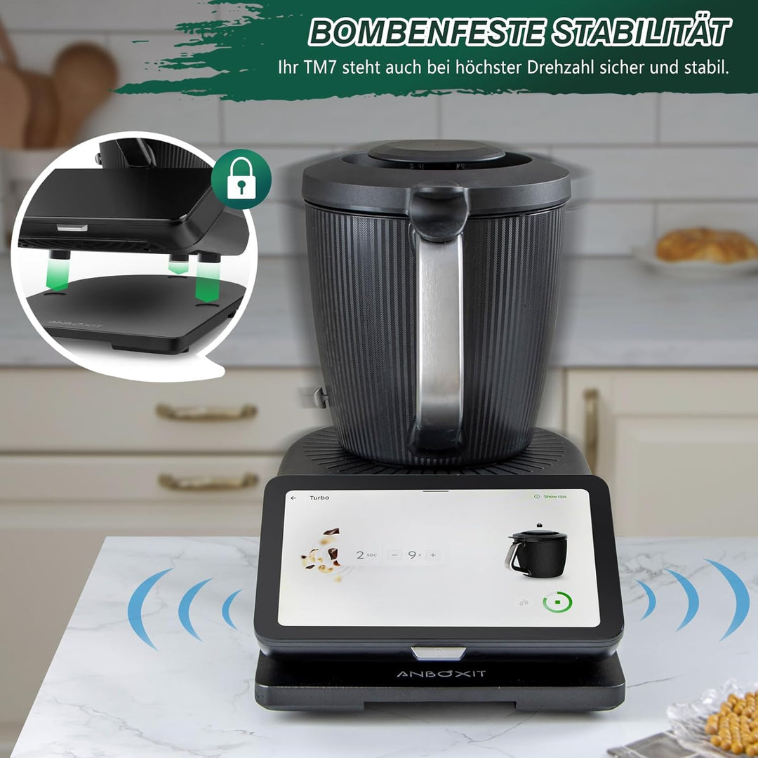 Gleitbrett TM7 für Thermomix, Brett für Thermomix mit Rollen, Leicht Gleitendes Bambus Rollbrett/Sli