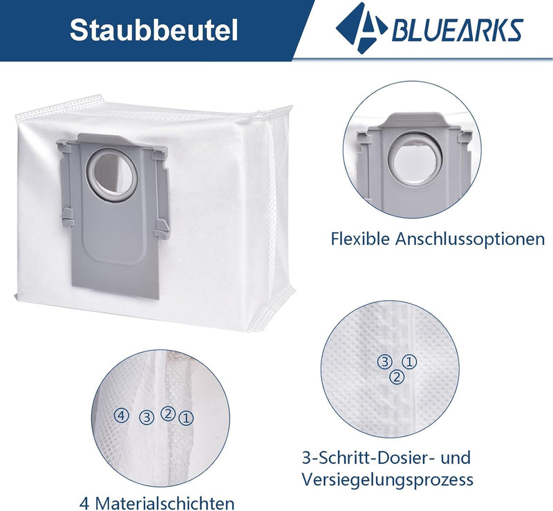 Zubehörset für Roborock Q8 Max / Q8 Max + / Q5 Pro / Q5 Pro+ Staubsauger, 6*Staubbeutel 2*Main Rollb