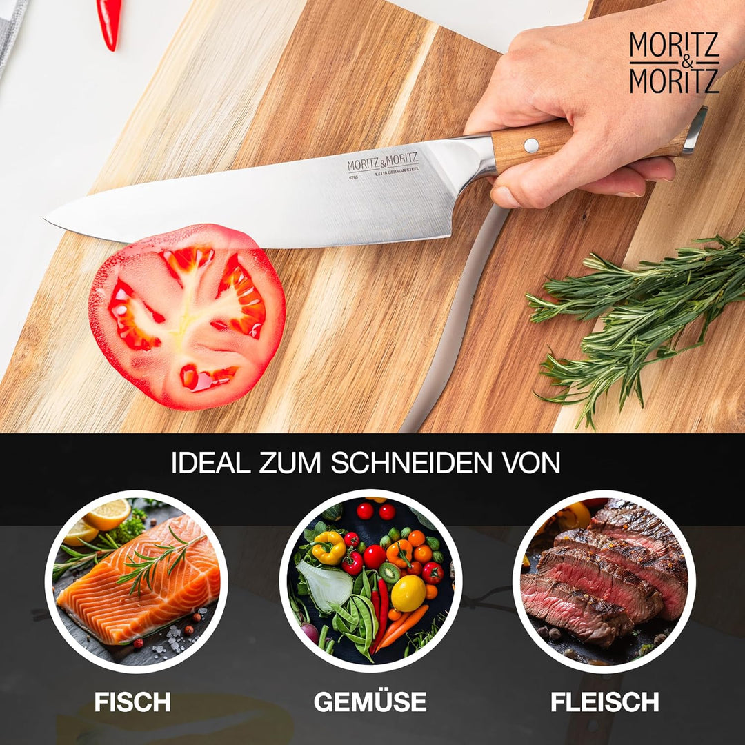 Moritz & Moritz Basic Messerset 3-teilig bestehend aus Universalmesser, Brotmesser und Kochmesser –