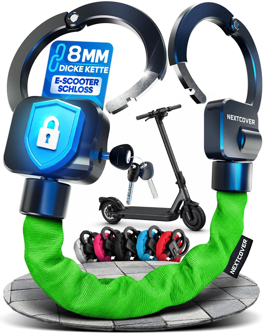 NEXTCOVER® E-Scooter Schloss [Steel-Secure-Technologie] | Handschellenschloss für Roller, eBike | ro