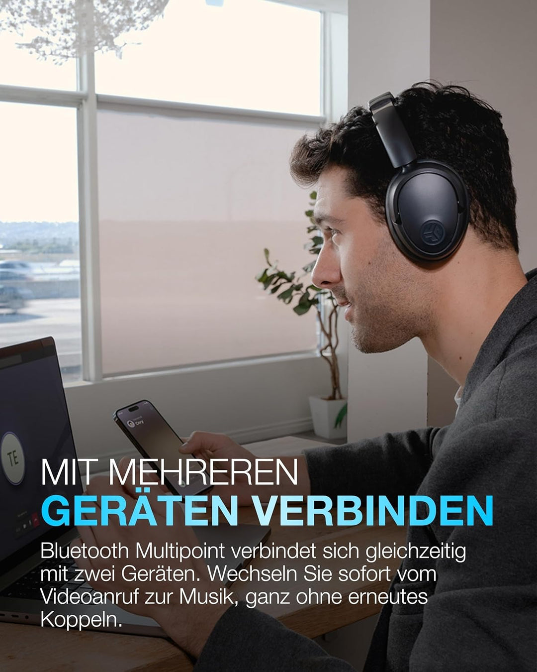 JLab JBuds LUX ANC Smart Noise Cancelling Over Ear Kopfhörer Bluetooth kabellos mit Mikrofon und akt