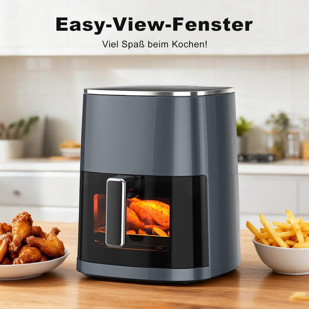 DUMOS Air Fryer 6QT with Window Square Airfryer Oven 12-in-1 for Family 400°F Rapid Air Crispy Techn
