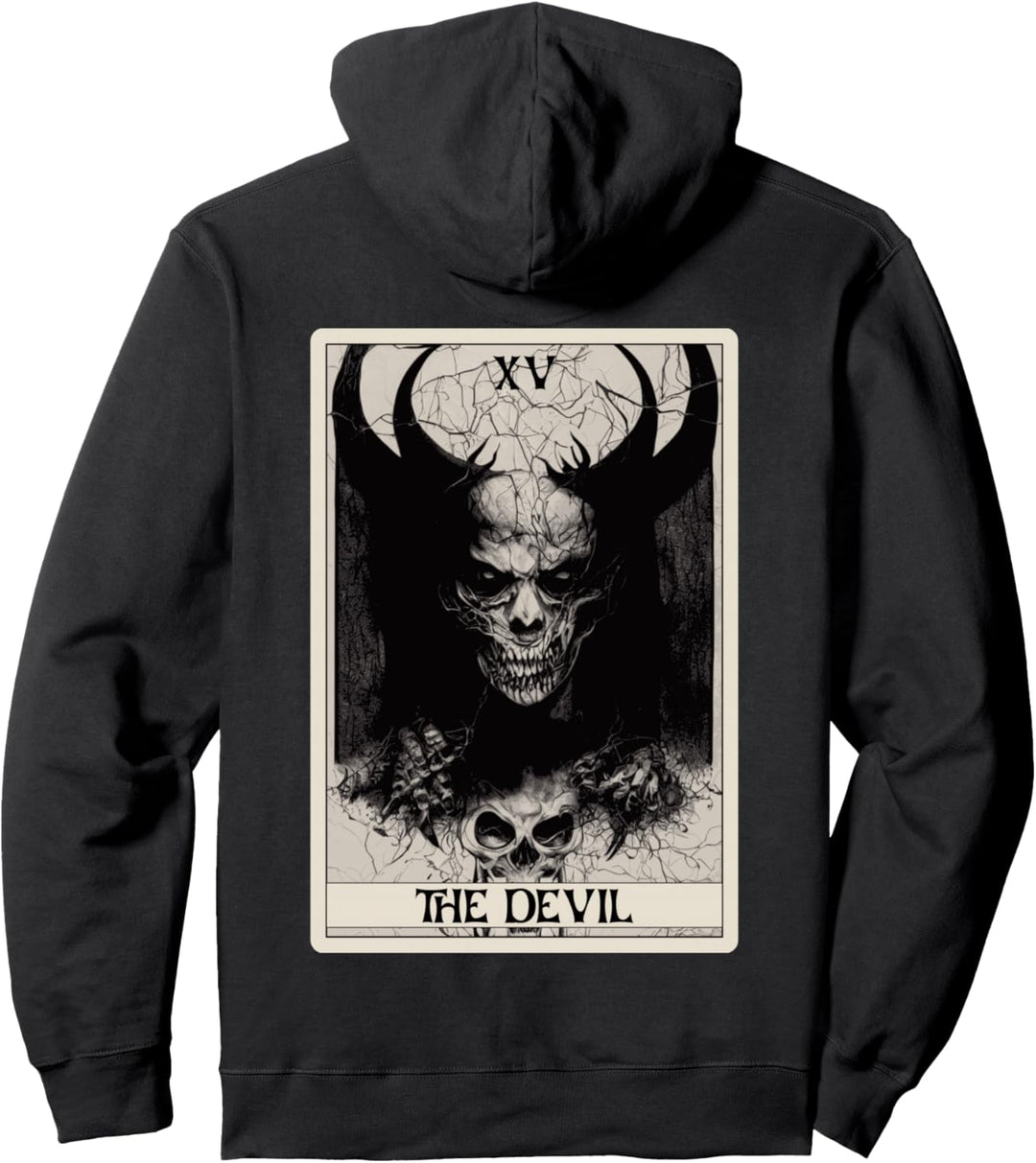 Okult Dark Art Horror Devil Tarotkarte Pullover Hoodie
