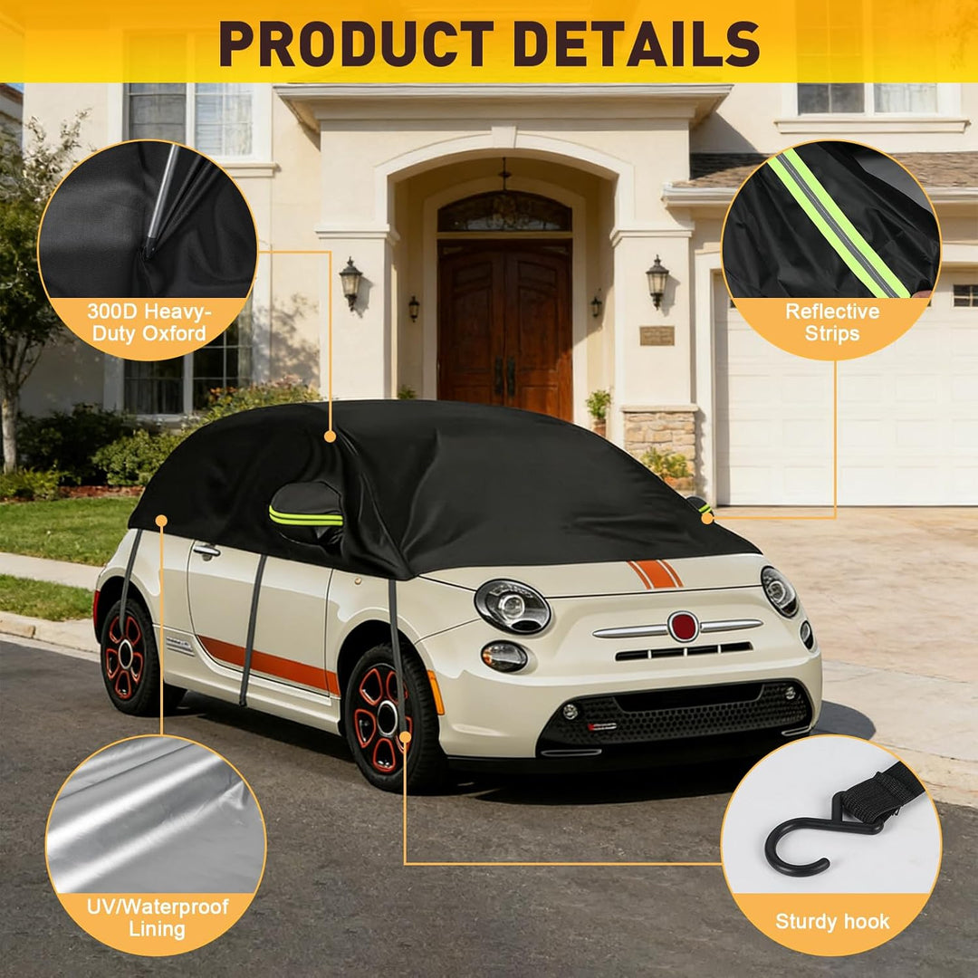 Halbe Autoabdeckung Ersatz Passend für FIAT 500 Abarth 595 (2010-2025), Sonnenfest Hälfte Halbgarage