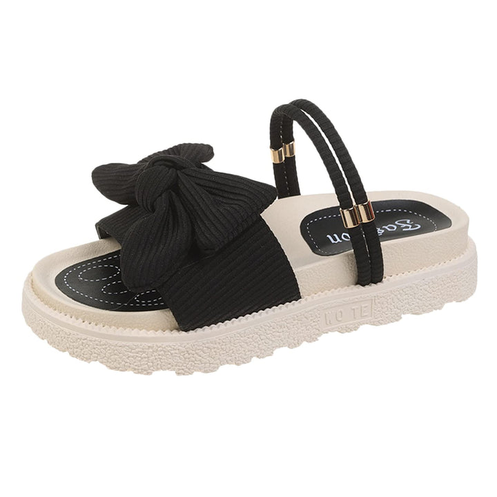 Sandalen Damen Elegant Flach Bow Decor Flatform Slingback Sandalen für Damen Casual Open Toe Sandale