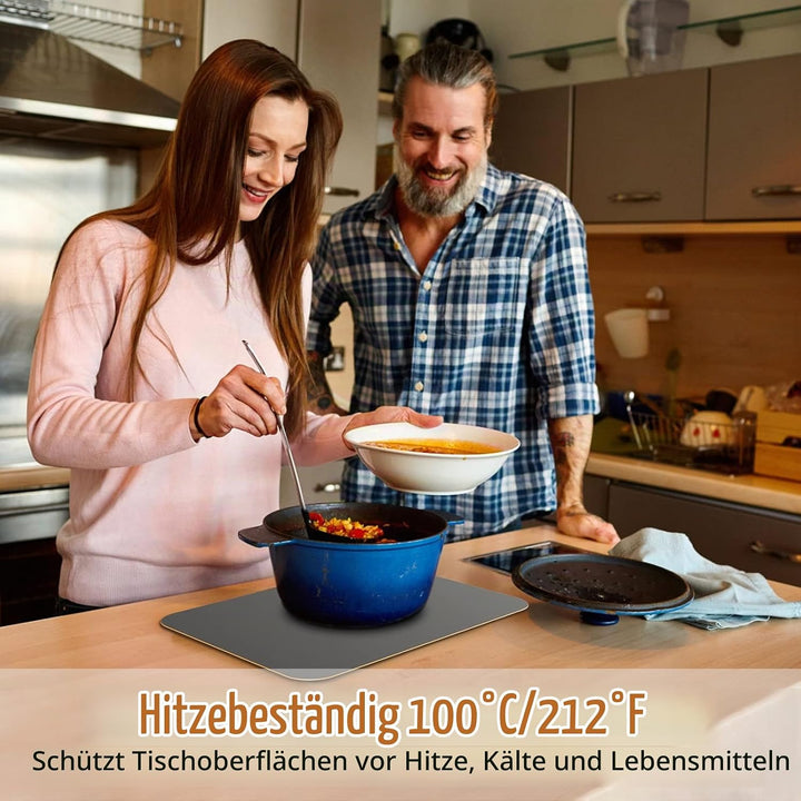 Tischsets Abwaschbar,6er Set Zweifarbig Platzset mit Untersetzer,Abwischbar Platzsets,Tischset Leder