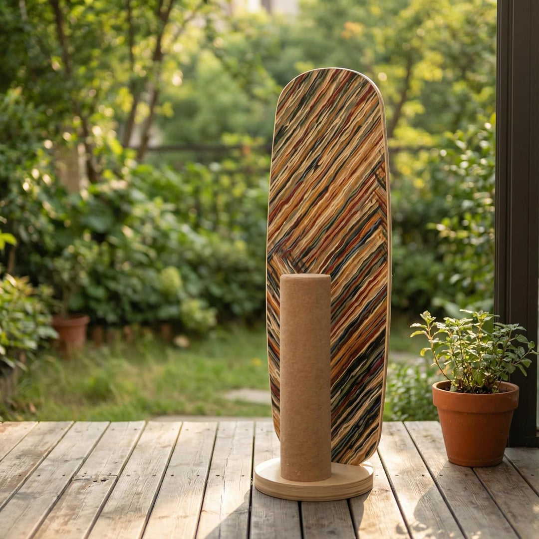 Holz Balance Board mit Rolle & Halbkugel - Balancierbrett für Gleichgewichtstraining - Erwachsene -