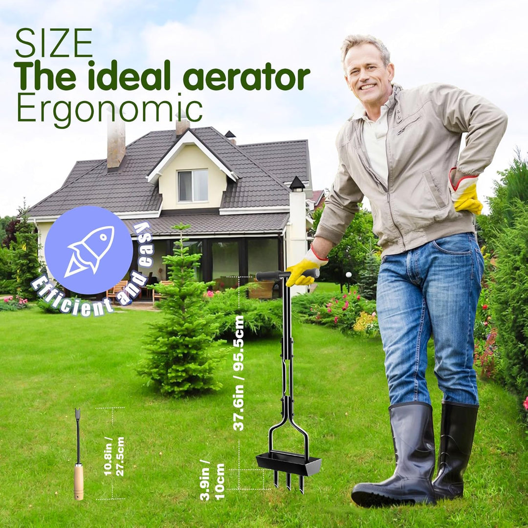 Kedoxi Aerifizierer für Rasen, Heavy Duty Hohl Tine Rasenlüfter mit Bodenrahmen 38In, Rasenlüfter Ma
