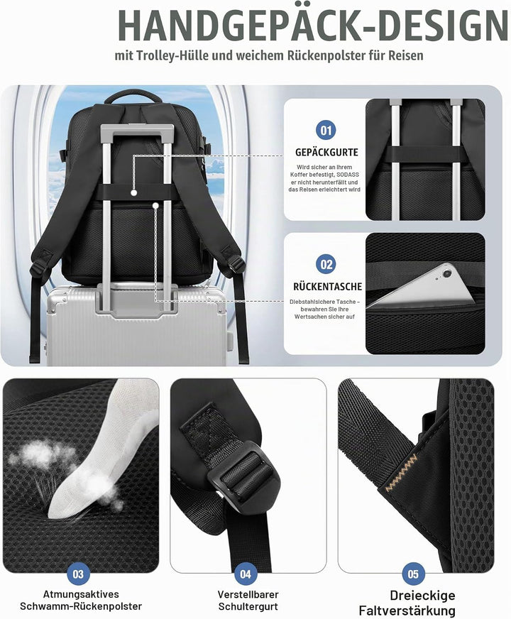 BJLFS Vakuum Rucksack 40x30x20 Handgepäck mit pumpe Reiserucksack Handgepäck Flugzeug Ryanair 40x20x