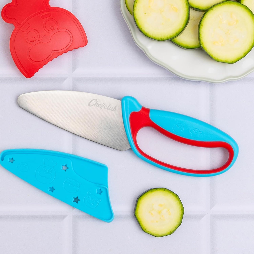 Messer für Kinder: Mit Fingerschutz, Klingenschutz und ergonomischen Griff. Teal/Turquoise Green