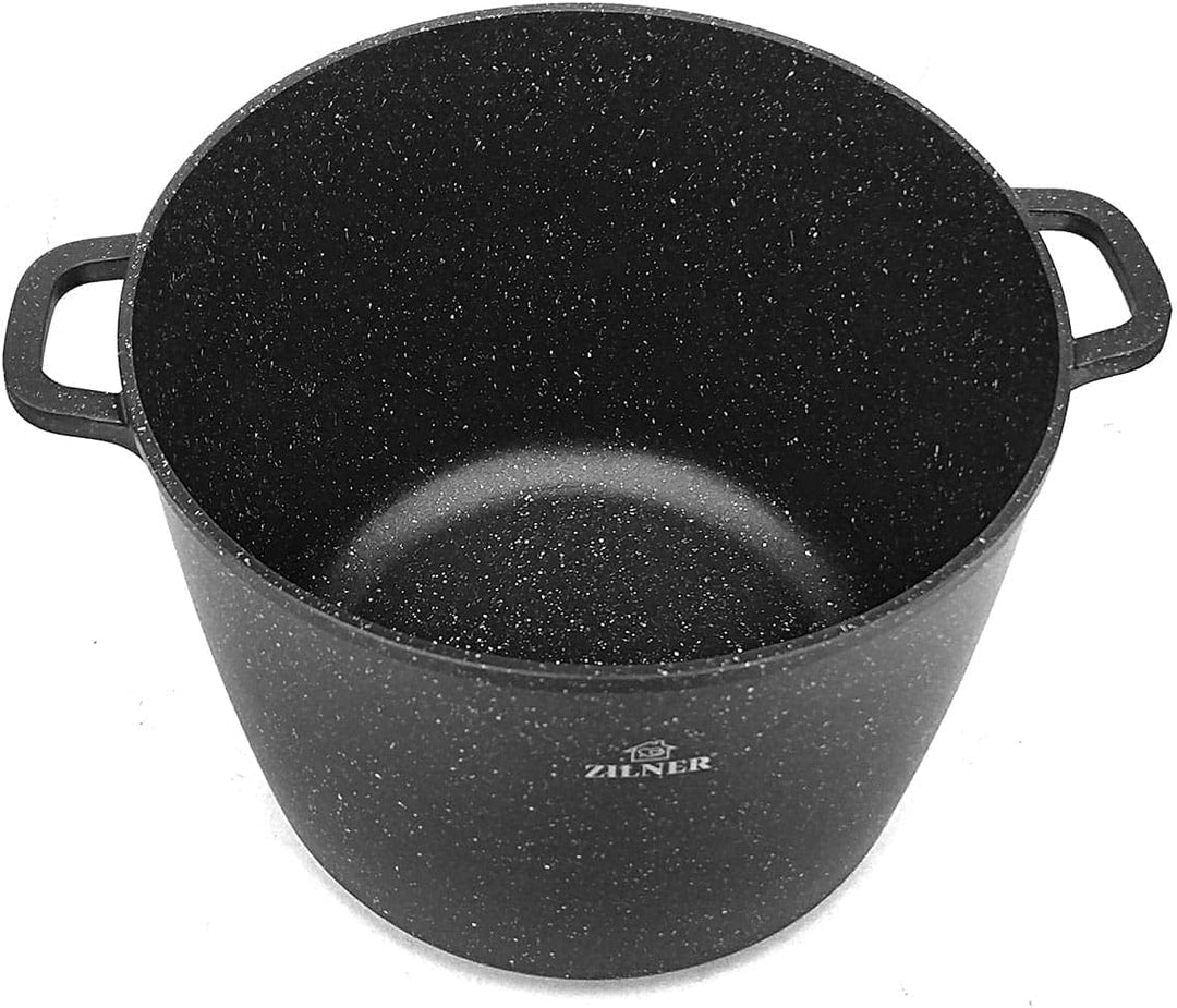 Zilner Topf 6,2 L - Robuster Kochtopf mit Deckel mit Aroma-Knopf - Marmorbeschichtung - für alle Her