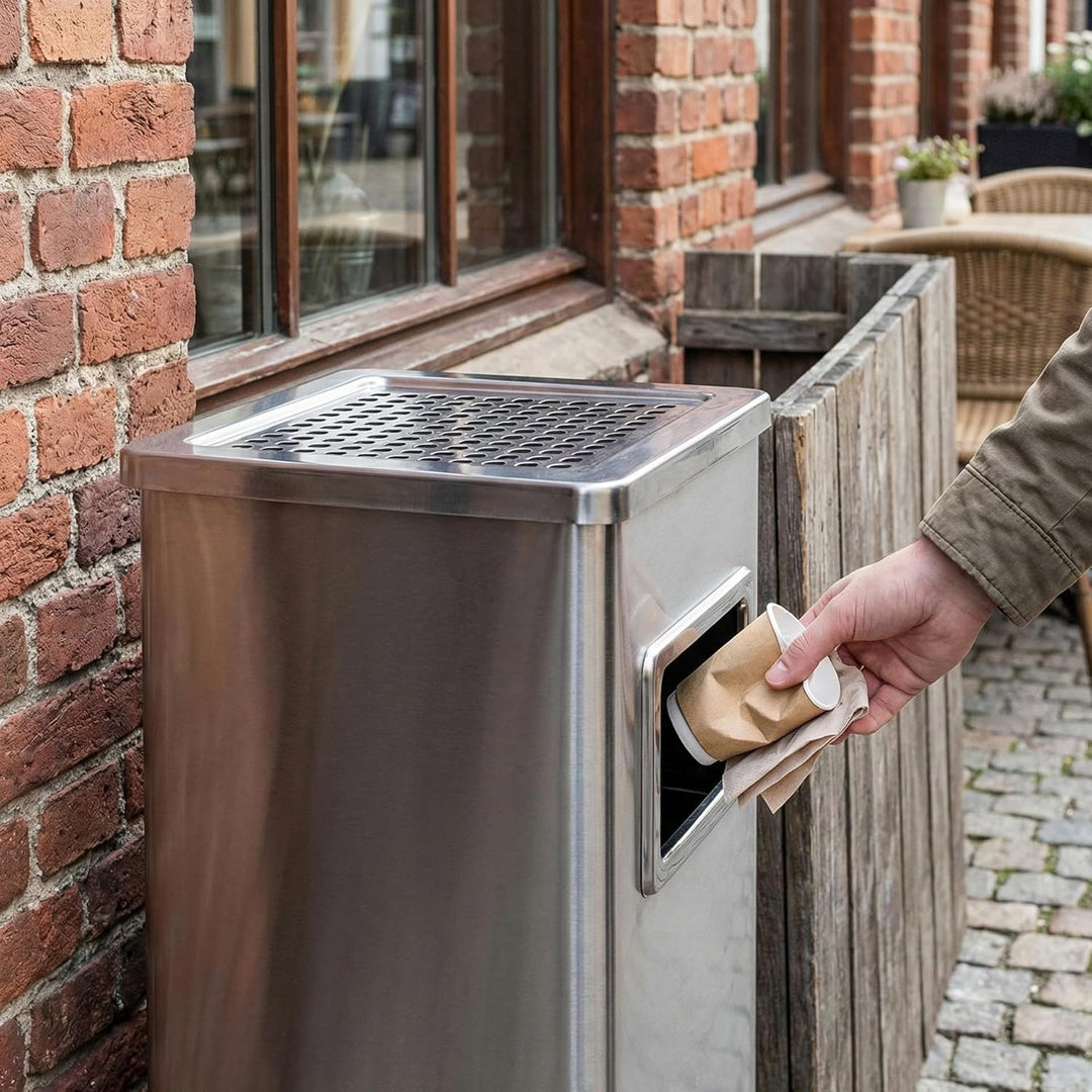 CAMPALO 2-in-1 Standaschenbecher und Mülleimer für draussen, mit 20 Liter fassendem Abfallbehälter,