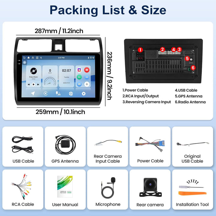 Android 15, 4G+128G CAMECHO Autoradio für Suzuki Swift 2003-2010 mit Wireless Carplay Android Auto,
