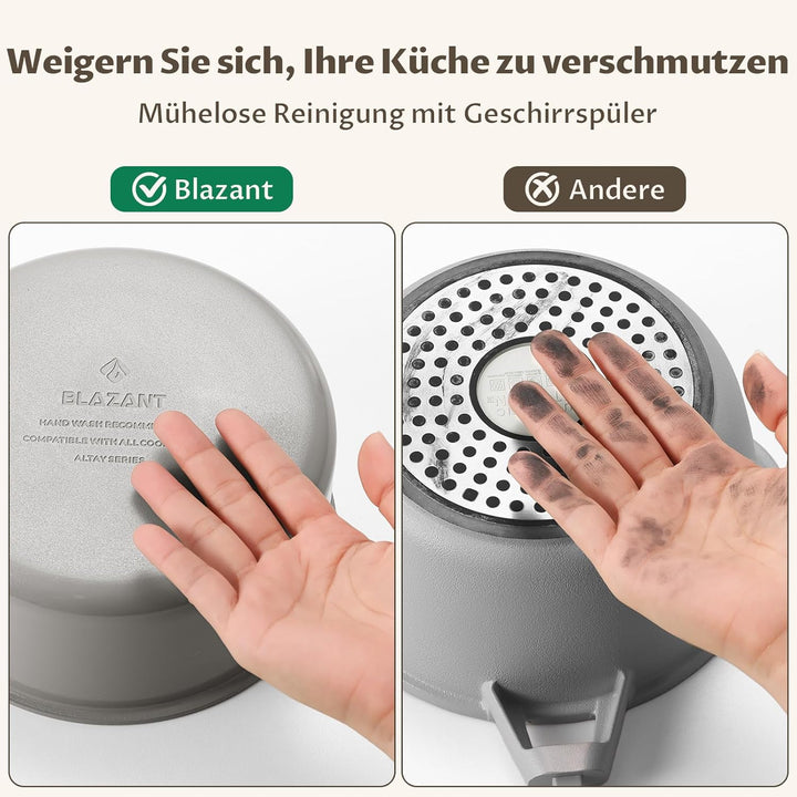 Bratpfanne Induktion 28 cm, Antihaft Pfanne 28 cm, Molekular gebondeter Induktionsboden, Keramikpfan