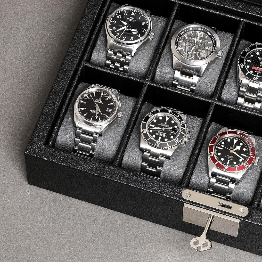 ROTHWELL Uhrenbox aus Leder mit 10 Fächern – Luxus-Uhrenetui, Veranstalter Uhrenaufbewahrung, Ultraw